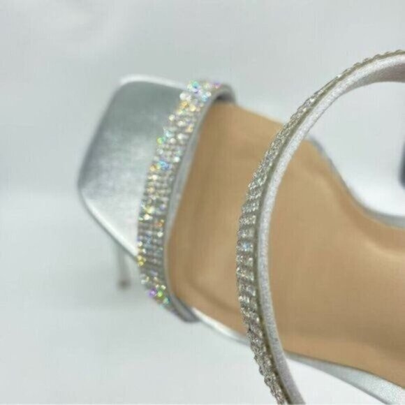 Aqua Aq Lexa Rhinestone Metallic Slip On Heels New - Picture 12 of 16